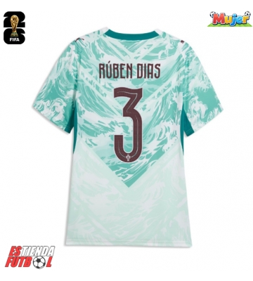 Portugal Ruben Dias #3 Segunda Equipación Mujer Mundial 2026 Manga Corta